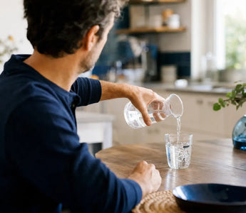 Zu viel Magnesium: Mann schenkt sich am Küchentisch ein Glas Wasser ein